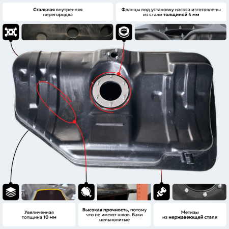 Пластиковый топливный бак Chevrolet Lacetti, 2004-2013 г.в. (BP) -  60 л.